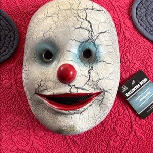 Creepy Clown Mask with Red and Blue Accents child Halloween.